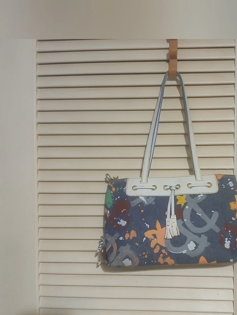 Dooney And Bourke Splash Tote Bag with White Trim